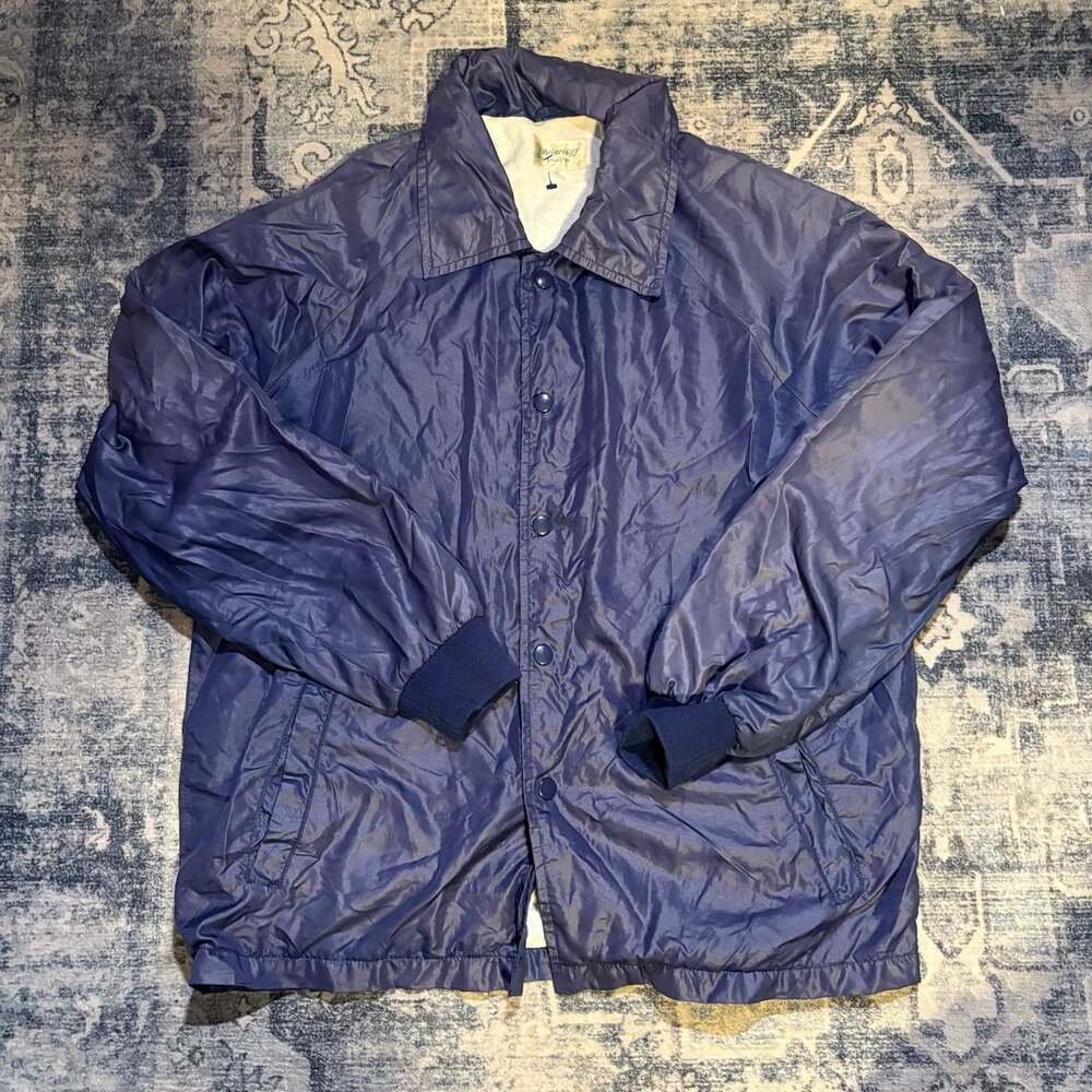Briarcliff Collection Vintage Blue Nylon Windbreaker Jacket Medium